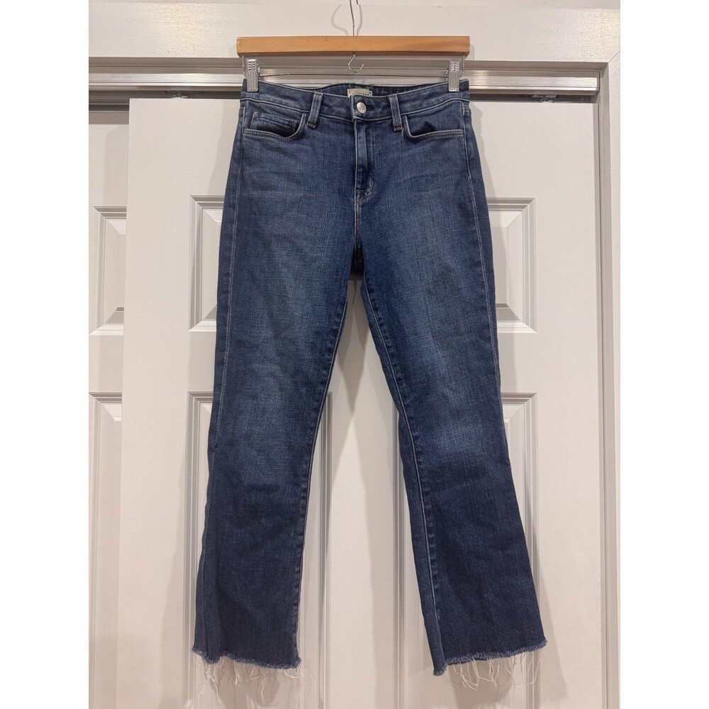 L'Agence Womens 26 Sophia Chopped Flare Blue Denim HighRise Jeans USA Streetwear
